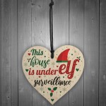 Funny Under Elf Surveillance Heart Home Decor Christmas Kid GIFT