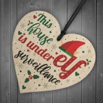 Funny Under Elf Surveillance Heart Home Decor Christmas Kid GIFT