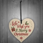 Wish You A Merry Christmas Wood Heart Christmas Tree Xmas Gift