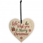 Wish You A Merry Christmas Wood Heart Christmas Tree Xmas Gift