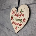 Wish You A Merry Christmas Wood Heart Christmas Tree Xmas Gift