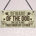 Beware Of The Dog Sign For Home Funny Gate Door Cat Sign Gift