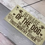 Beware Of The Dog Sign For Home Funny Gate Door Cat Sign Gift