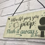 Bathroom Sign Shabby Chic Funny Poop Toilet Loo Door Sign Home 