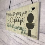 Bathroom Sign Shabby Chic Funny Poop Toilet Loo Door Sign Home 