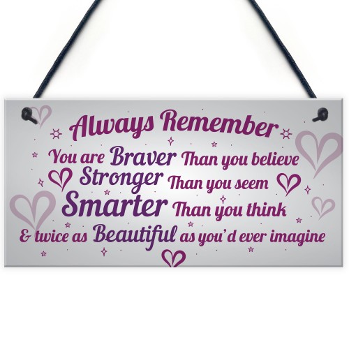 Stronger Inspirational Wall Plaque Friendship Gifts Quote Heart