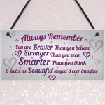 Stronger Inspirational Wall Plaque Friendship Gifts Quote Heart