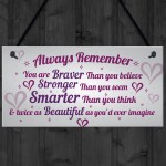 Stronger Inspirational Wall Plaque Friendship Gifts Quote Heart