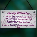 Stronger Inspirational Wall Plaque Friendship Gifts Quote Heart