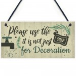 Bathroom Sign Shabby Chic Funny Toilet Sink Loo Hanging Plaque