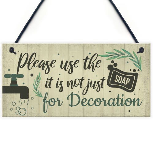 Bathroom Sign Shabby Chic Funny Toilet Sink Loo Hanging Plaque