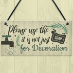 Bathroom Sign Shabby Chic Funny Toilet Sink Loo Hanging Plaque