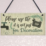 Bathroom Sign Shabby Chic Funny Toilet Sink Loo Hanging Plaque