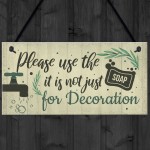 Bathroom Sign Shabby Chic Funny Toilet Sink Loo Hanging Plaque