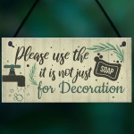 Bathroom Sign Shabby Chic Funny Toilet Sink Loo Hanging Plaque