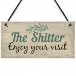 Shabby Chic Welcome Bathroom Sign Funny Hanging Wall Door Plaque