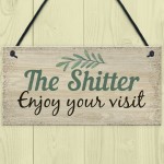 Shabby Chic Welcome Bathroom Sign Funny Hanging Wall Door Plaque