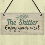Shabby Chic Welcome Bathroom Sign Funny Hanging Wall Door Plaque