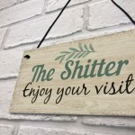 Shabby Chic Welcome Bathroom Sign Funny Hanging Wall Door Plaque