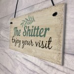 Shabby Chic Welcome Bathroom Sign Funny Hanging Wall Door Plaque