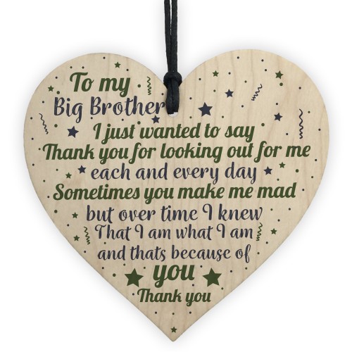 Gifts For Brother Wooden Heart Thank You Birthday Christmas Gift