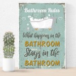 Shabby Chic What Happens In The Bathroom Funny Sign Plaque