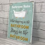 Shabby Chic What Happens In The Bathroom Funny Sign Plaque