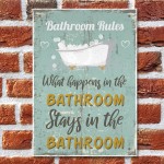 Shabby Chic What Happens In The Bathroom Funny Sign Plaque