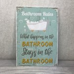 Shabby Chic What Happens In The Bathroom Funny Sign Plaque