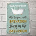Shabby Chic What Happens In The Bathroom Funny Sign Plaque