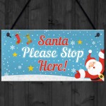 Christmas Santa Stop Here Hanging Children's Door Sign Decoratio