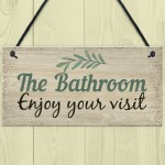 Bathroom Toilet Welcome Chic Sign Novelty Wall Door Plaque Decor