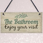 Bathroom Toilet Welcome Chic Sign Novelty Wall Door Plaque Decor