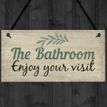 Bathroom Toilet Welcome Chic Sign Novelty Wall Door Plaque Decor