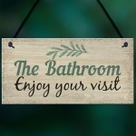 Bathroom Toilet Welcome Chic Sign Novelty Wall Door Plaque Decor