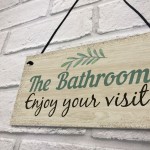 Bathroom Toilet Welcome Chic Sign Novelty Wall Door Plaque Decor