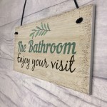 Bathroom Toilet Welcome Chic Sign Novelty Wall Door Plaque Decor