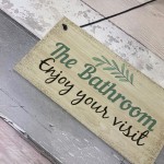 Bathroom Toilet Welcome Chic Sign Novelty Wall Door Plaque Decor