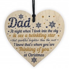 Dad Memorial Gift Christmas Tree Bauble Grave Wood Hanging Heart