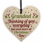 GRANDAD Memorial Christmas Bauble Wooden Heart Plaque Xmas