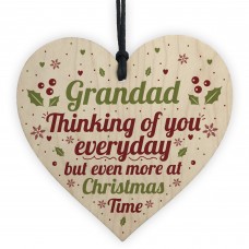 GRANDAD Memorial Christmas Bauble Wooden Heart Plaque Xmas
