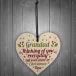 GRANDAD Memorial Christmas Bauble Wooden Heart Plaque Xmas