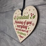 GRANDAD Memorial Christmas Bauble Wooden Heart Plaque Xmas