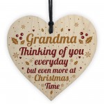 GRANDMA Memorial Christmas Bauble Wooden Heart Plaque Gift