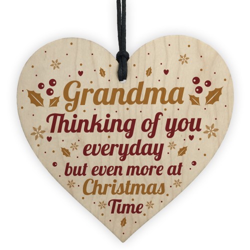 GRANDMA Memorial Christmas Bauble Wooden Heart Plaque Gift