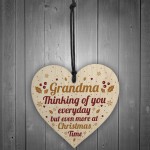 GRANDMA Memorial Christmas Bauble Wooden Heart Plaque Gift