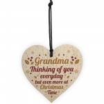 GRANDMA Memorial Christmas Bauble Wooden Heart Plaque Gift