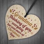 GRANDMA Memorial Christmas Bauble Wooden Heart Plaque Gift