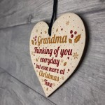 GRANDMA Memorial Christmas Bauble Wooden Heart Plaque Gift