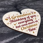 GRANDMA Memorial Christmas Bauble Wooden Heart Plaque Gift